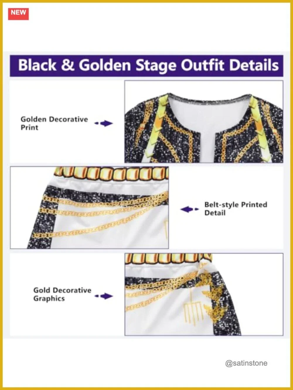 Kids Girls Pop Singer Costume Set with Braid, 3 Pieces